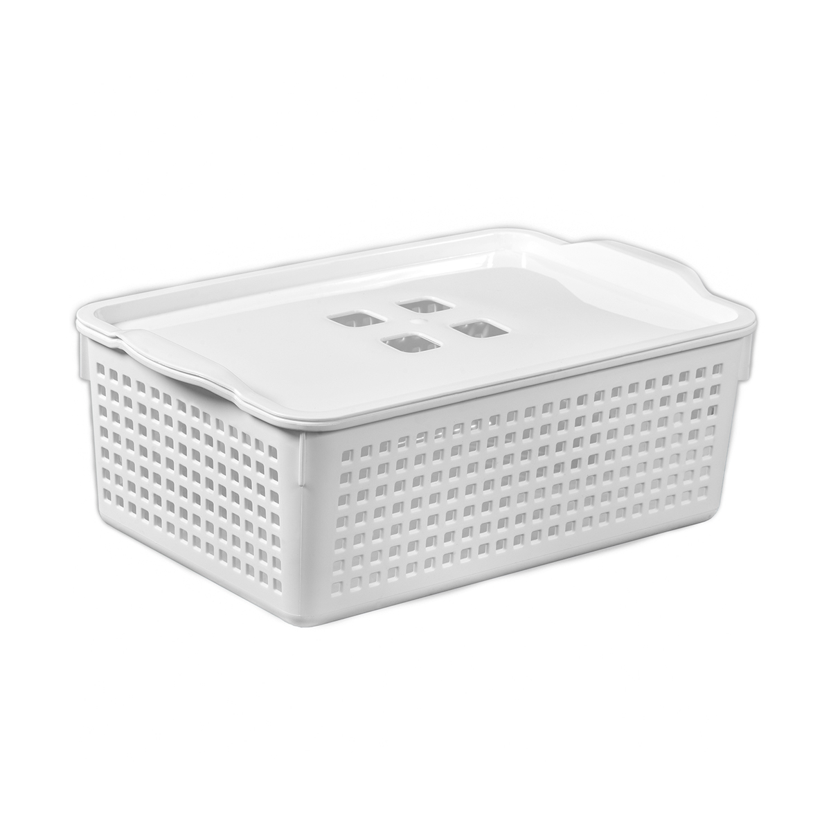 Корзина для хранения с крышкой "лофт"  3,8 л  29,5*18,5*10,5 см (белая) (1/12) "виолет"