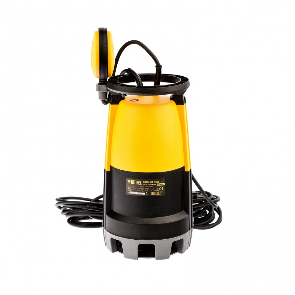 Дренажный насос для чистой и грязной воды DP600S, 600 Вт, напор 7 м, 13000 л/ч Denzel (97268)