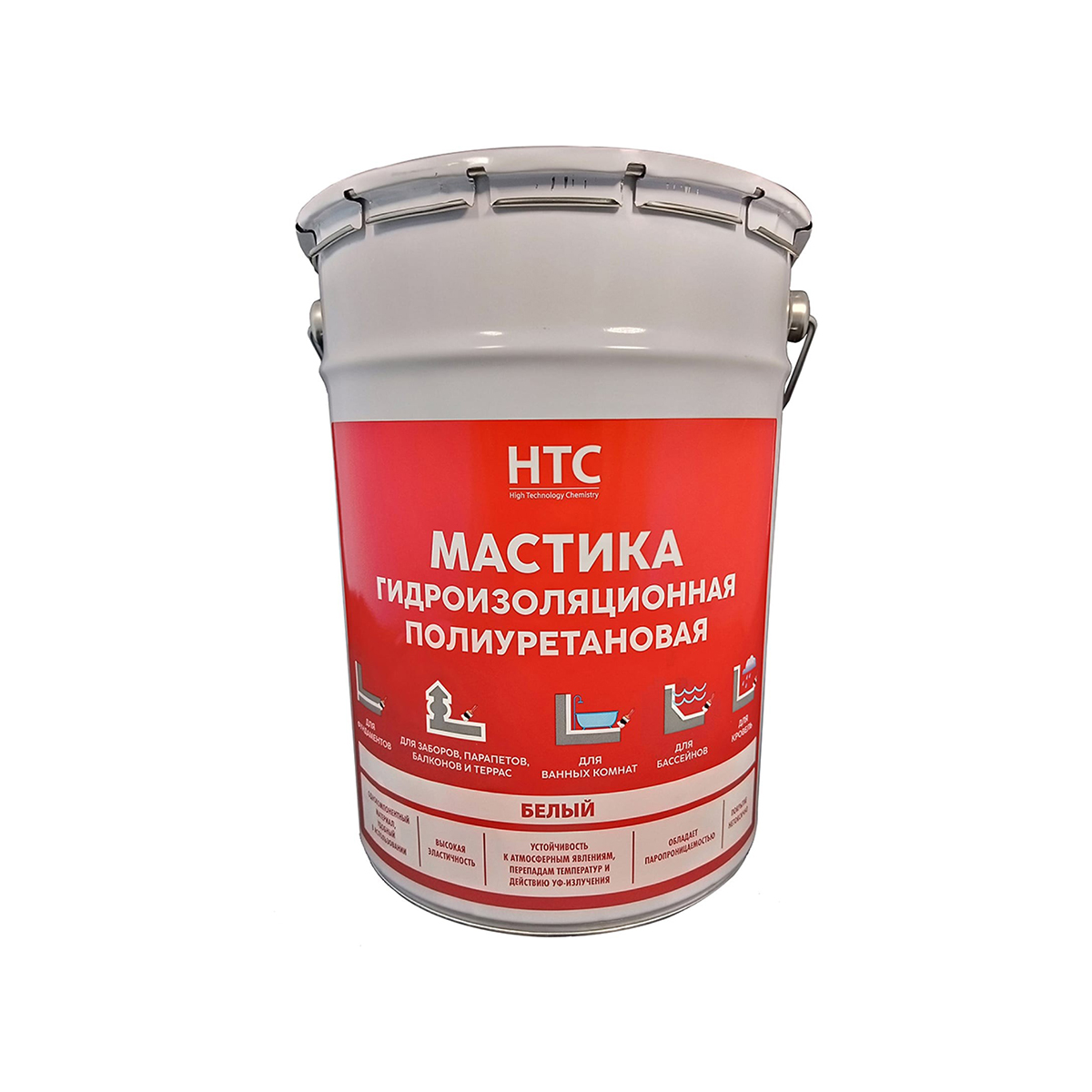 Мастика гидроизоляционная полиуретановая 6 кг белая (1) "htc"