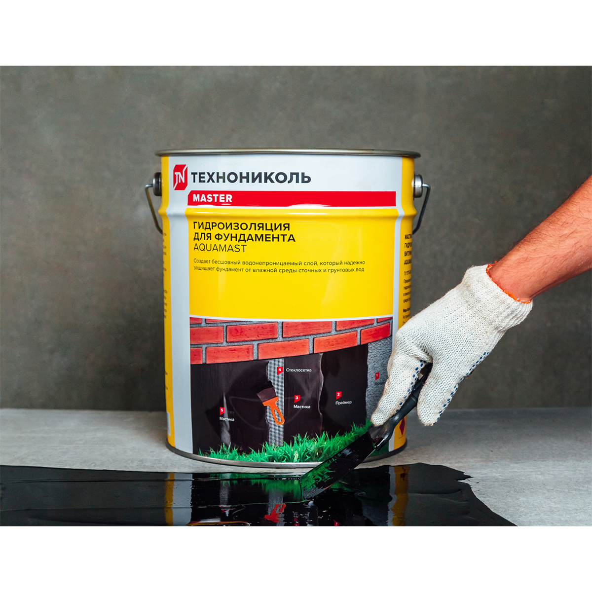 Мастика битумная "aquamast" для фундамента  3 кг (1/4) "технониколь"