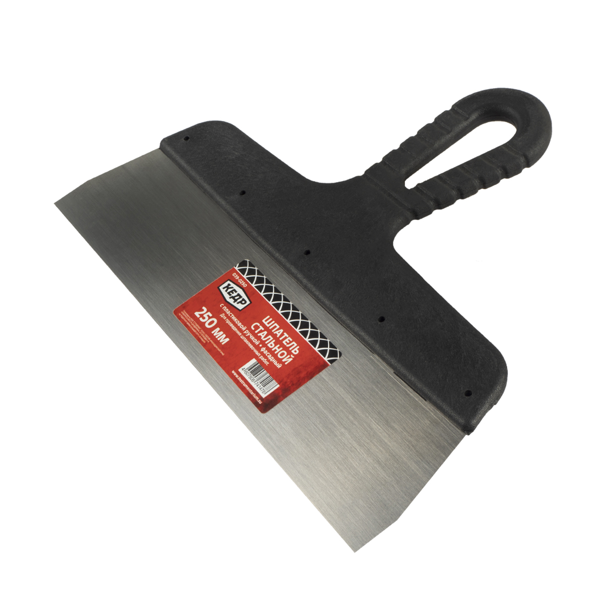 Шпатель фасадный стальной  250 мм пластм. ручка (12/144) "кедр"  039-0250