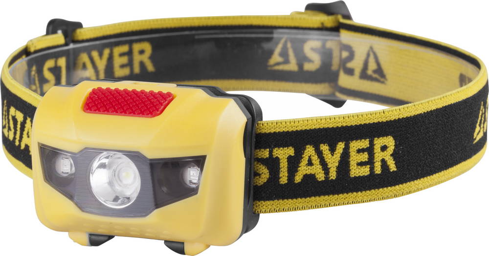 Фонарь STAYER ″MASTER″ MAXLight налобный светодиодный, 1Вт(80Лм)+2LED, 4 режима, 3ААА