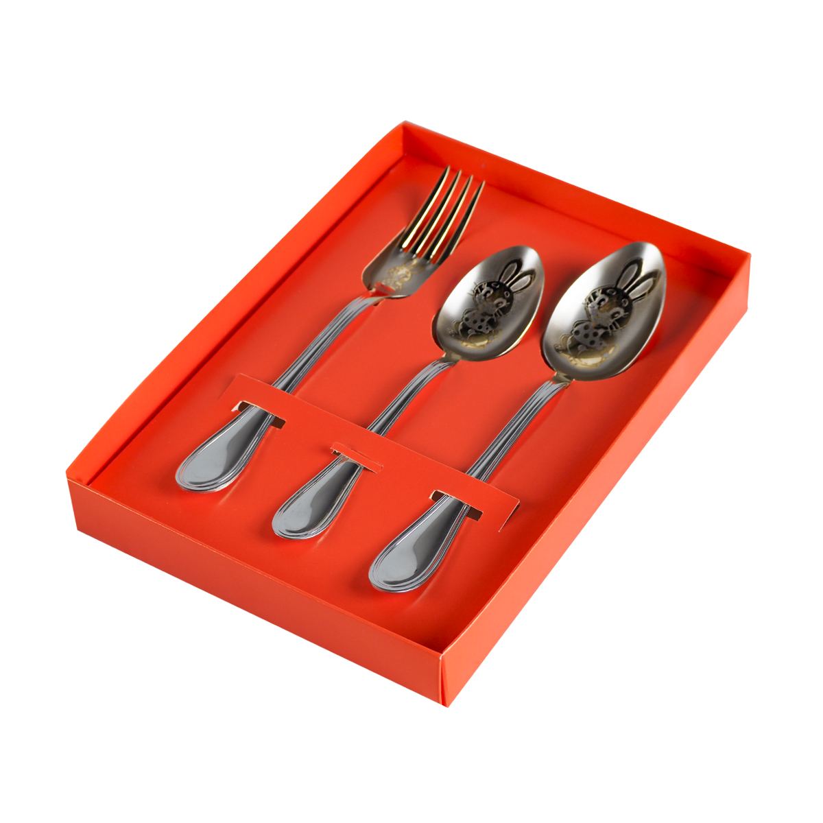 Набор столовых приборов детский м-23 "зайчик" 3 предмета (1/40) "павловский завод" дсн-3м23-нтпхр