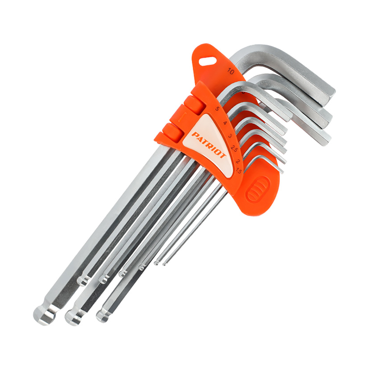 Ключи шестигранные с шаром skh-9l 1,5-10 мм набор 9 шт. (1/10) "patriot" 350002008