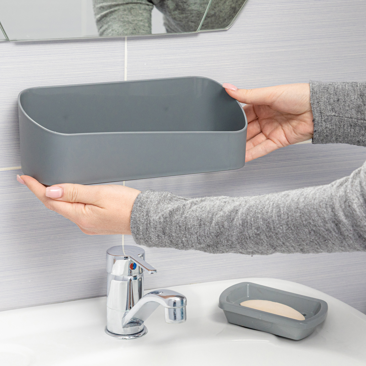 Полка для ванной на скотче (бежевая) (1/12) "альтернатива" м8533