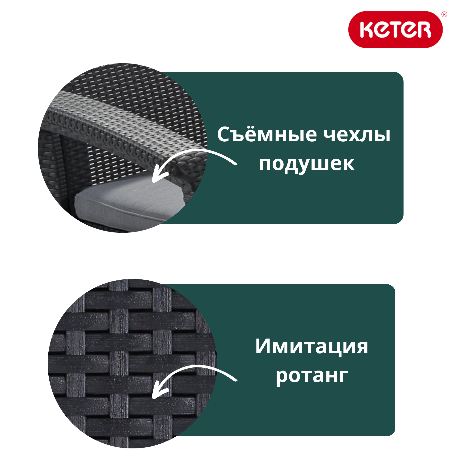 Диван пластиковый Корфу Макс (Corfu love seat max) графит (производство Россия)