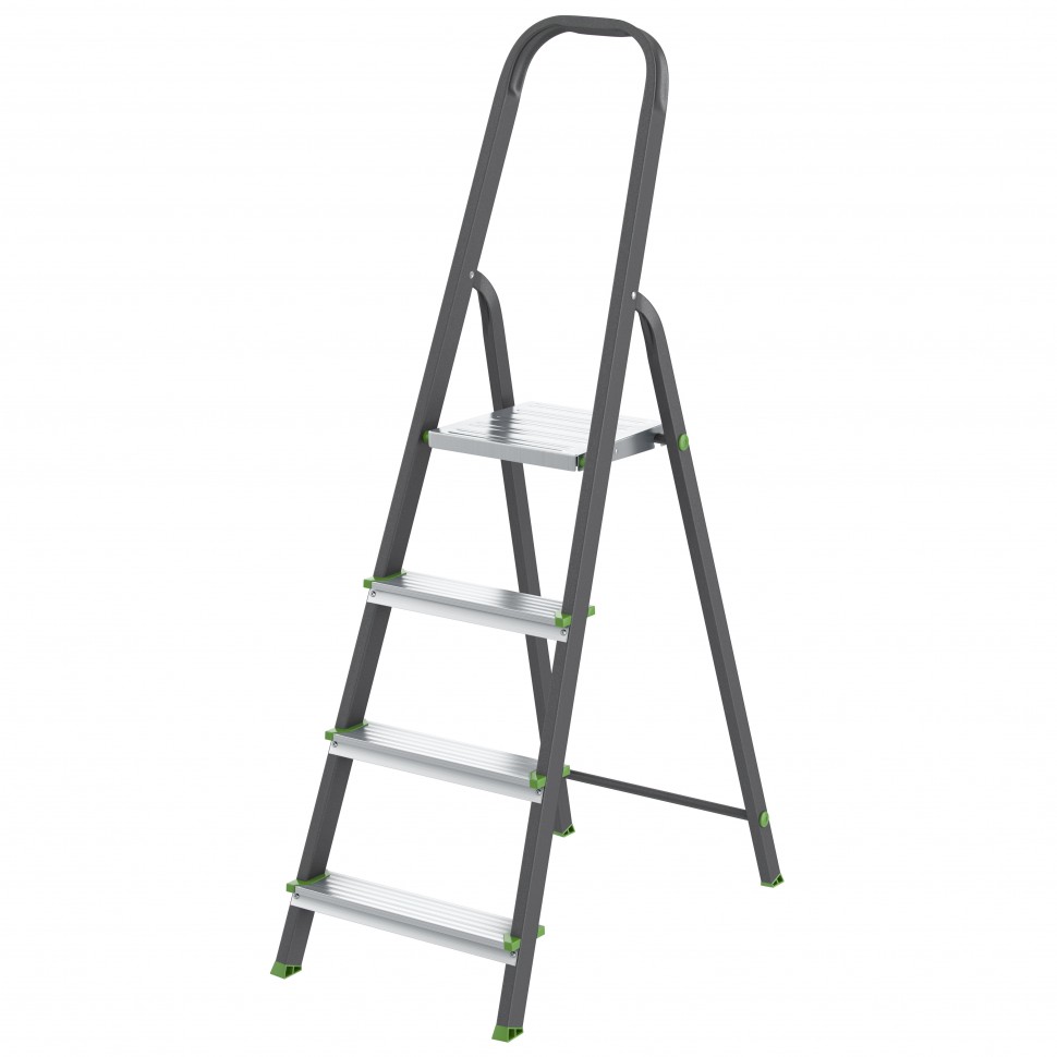 Стремянка, 4 ступени, стальной профиль, алюминиевые ступени Сибртех (97954)