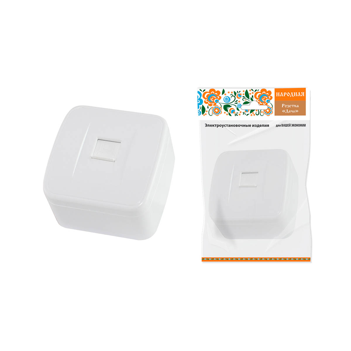 Розетка компьютерная rj45 откр. уст. ip20 "дача", белая (1/12/120) народная sq1824-0011