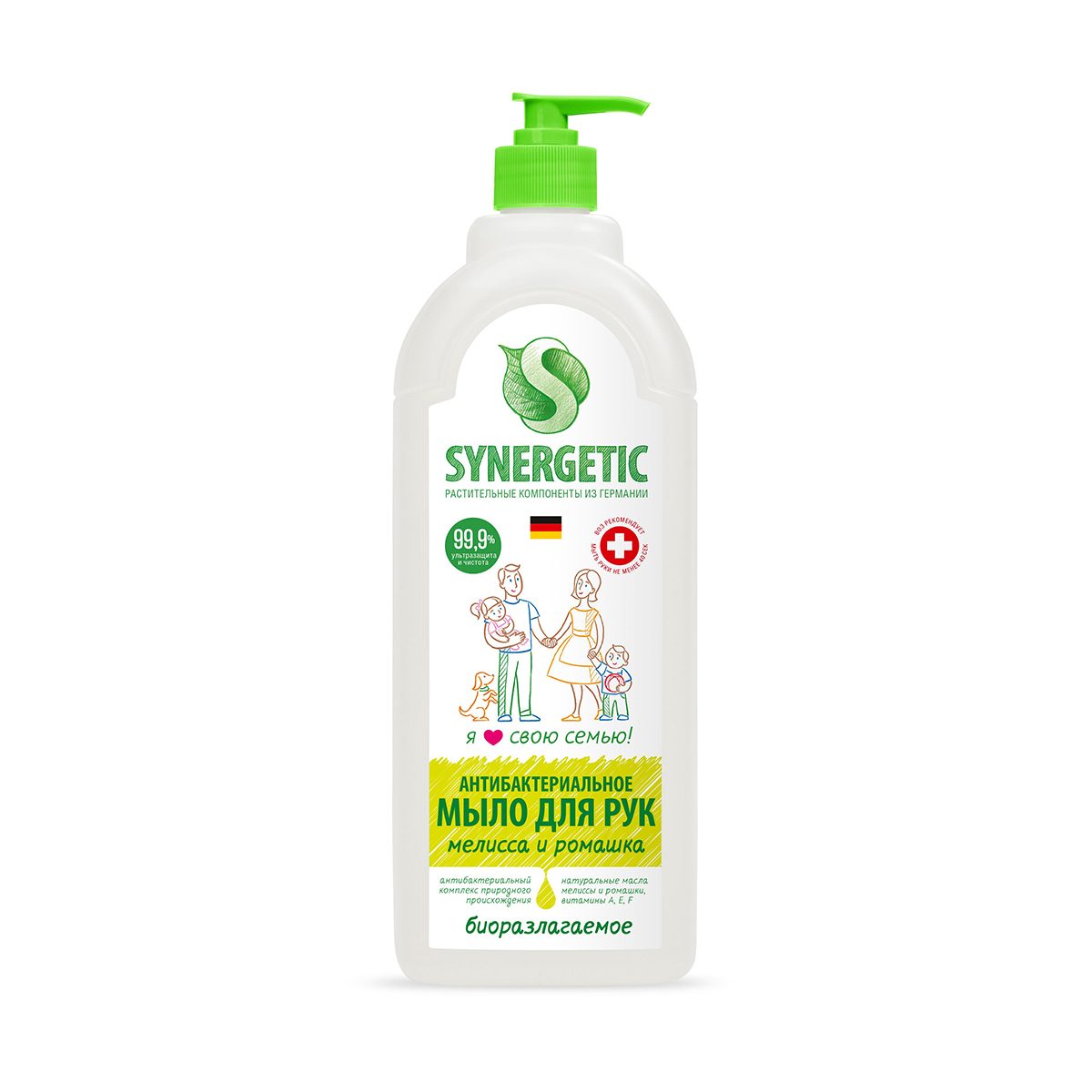 Жидкое мыло антибактер. (мелисса и ромашка)  1 л (1/8) "синергетик"