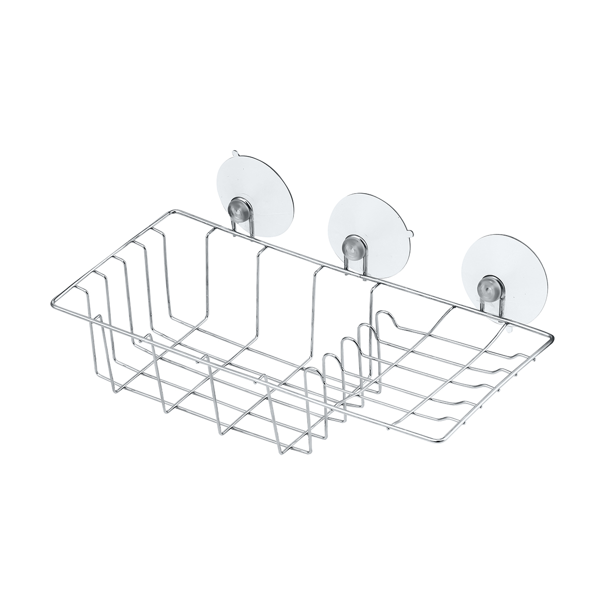 Полка для ванной на присосках, с мыльницей 27*14*9 см хром. (1/12/36) "рыжий кот" eline-bs-1