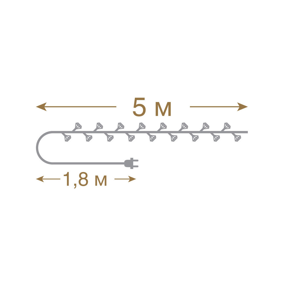 Электрогирлянда "бриллианты" 5 м, 25 теплых ламп (1/20) "vegas"