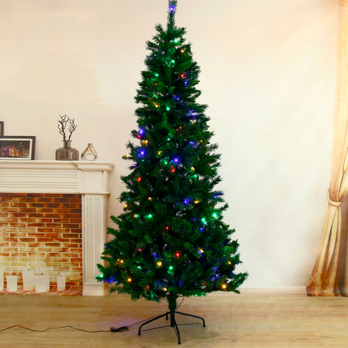 Ель декор. фиброоптич. sl653a-210  210 см, 778 веток (зеленая) "зимнее волшебство" 1108615