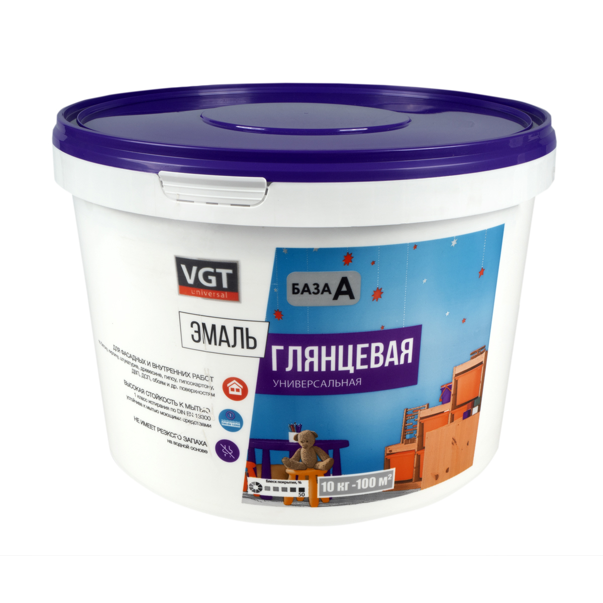 Эмаль вд-ак-1179  универсал.  глянц. база а супербелая 10 кг (1) "вгт"