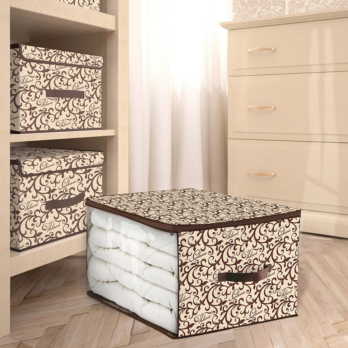 Кофр для хранения "classic" 60*50*35 см с застёжкой-молнией (1/24) "valiant" cl-cb-m