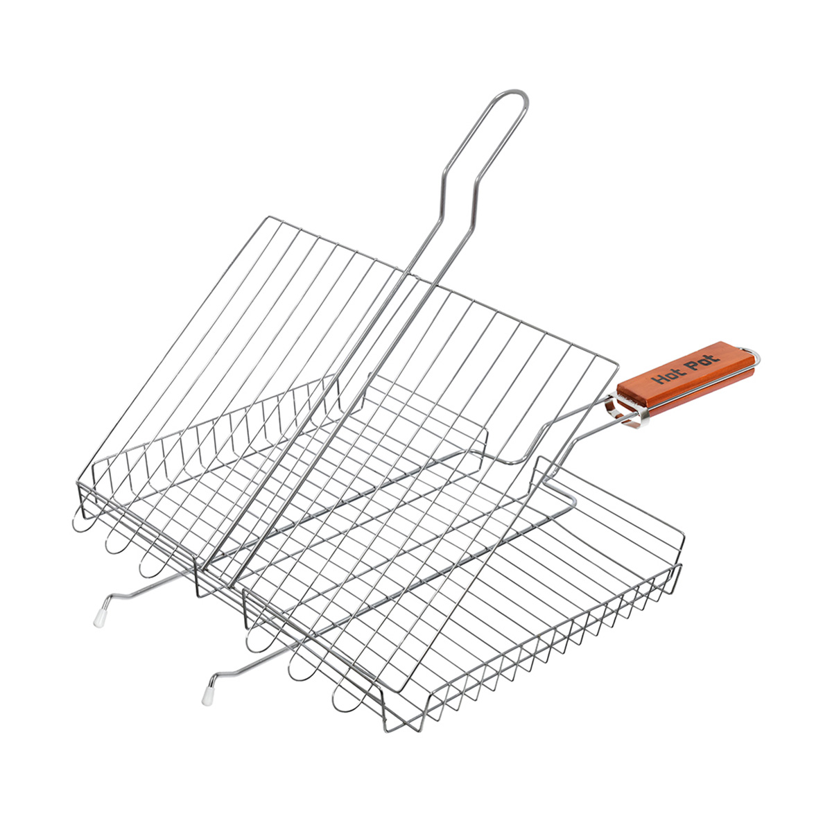 Решетка-гриль 38*28*4 см хром, дерев. ручка (1/8) "hot pot" 61341