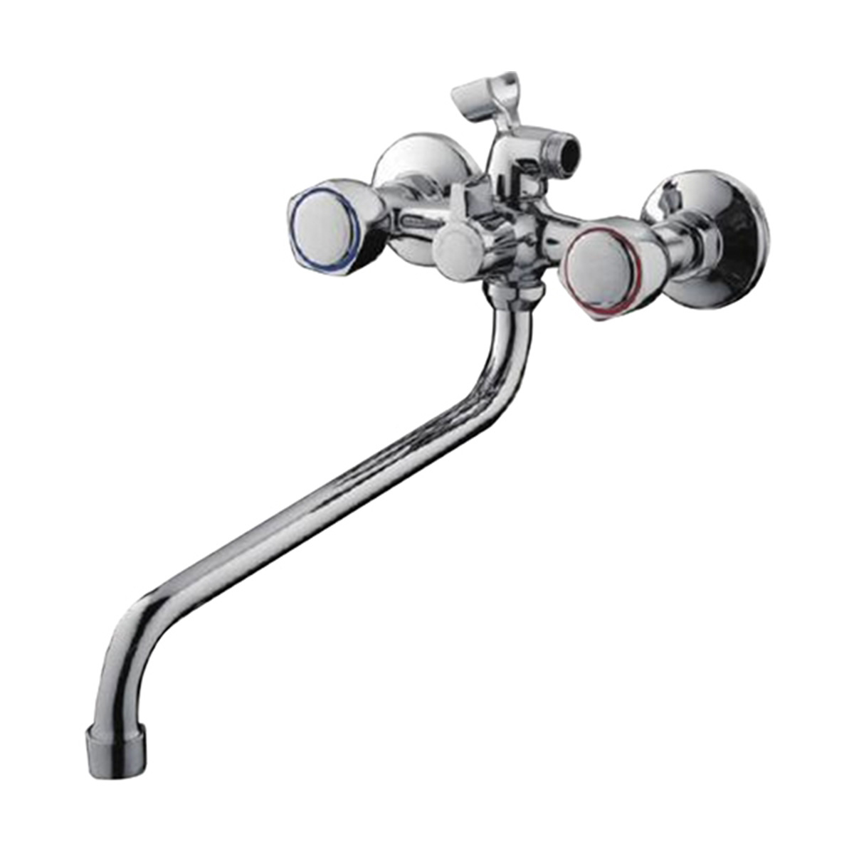 Смеситель для ванн f2209-2 длинный поворотн. излив, двухвентильный, хром (1/10) "frap"