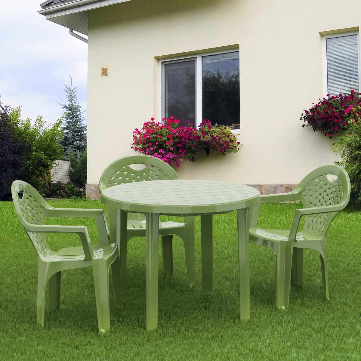 Кресло пласт. (зеленое)  (1/4) "альтернатива" м2609