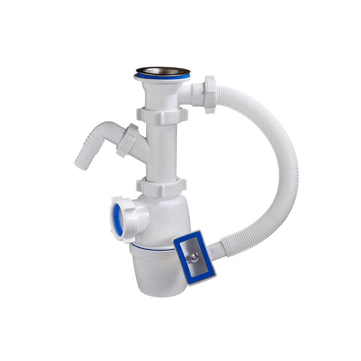 Сифон 1 1/2" х 40 мм с отводом и переливом (1/35) "orio" а-4054