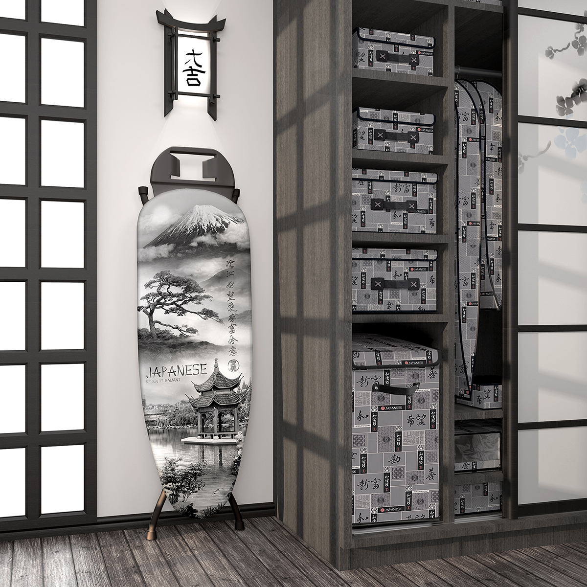 Чехол для гладильной доски "japanese black" 143 х 54 см (1/20) "valiant" jb14354-xl