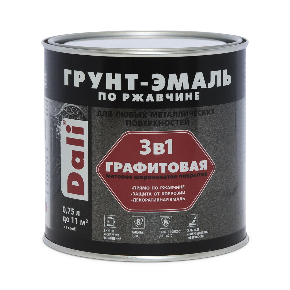 Грунт- эмаль по ржавчине "dali" графитовая 3 в 1 темная медь  0,75 л (6) "рогнеда"