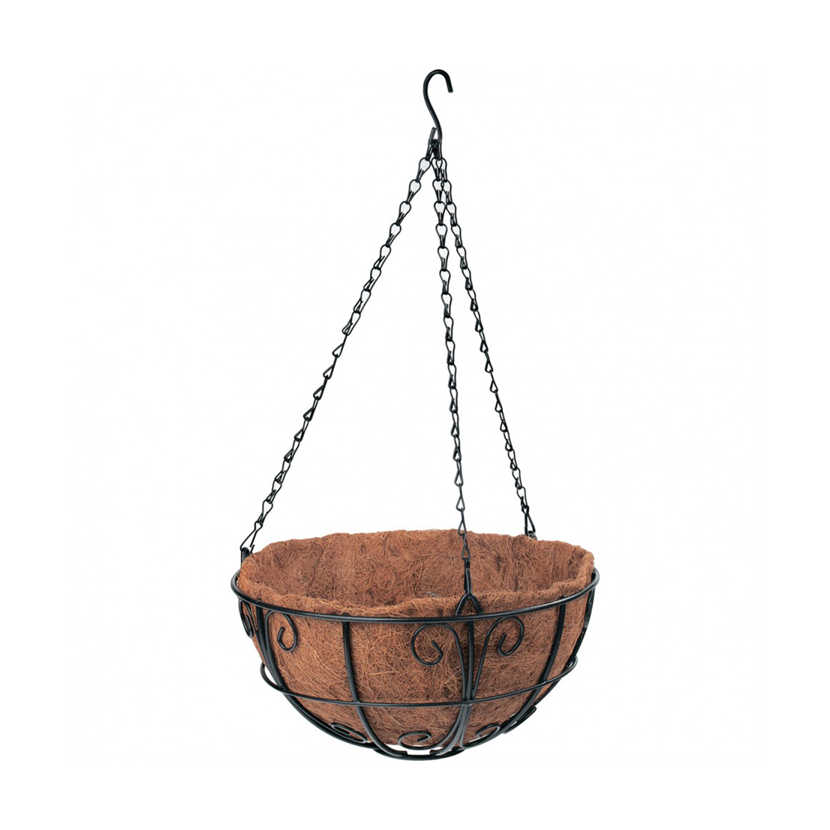 Кашпо для цветов подвесное d 300 мм, с кокосовой корзиной, с декором (1/10) "palisad"