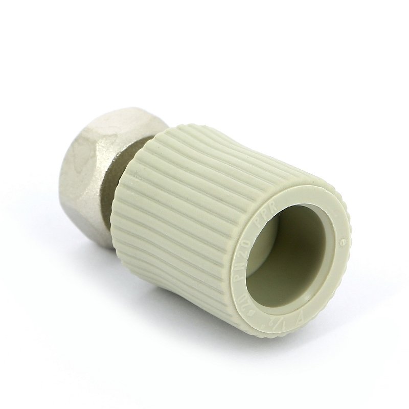 Муфта комб. 20 x 1/2" (ВР) с накидной гайкой и вварным латунным патрубком PP-R FV-PLAST серый