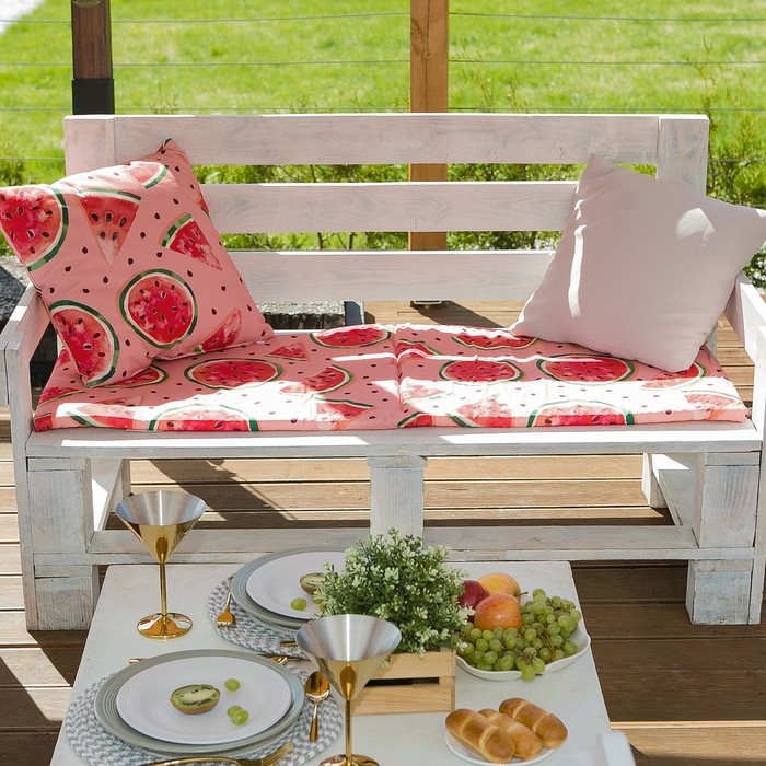 Подушка на скамейку "арбузы" 45*150 см (1/6) "этель" 4264662