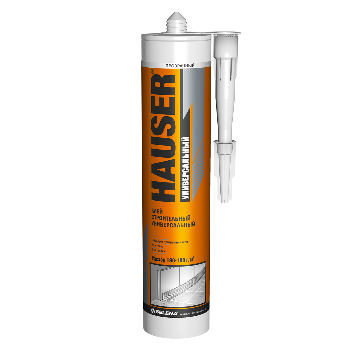 Клей строительный универсальный 285 г прозрачный (12) "hauser"