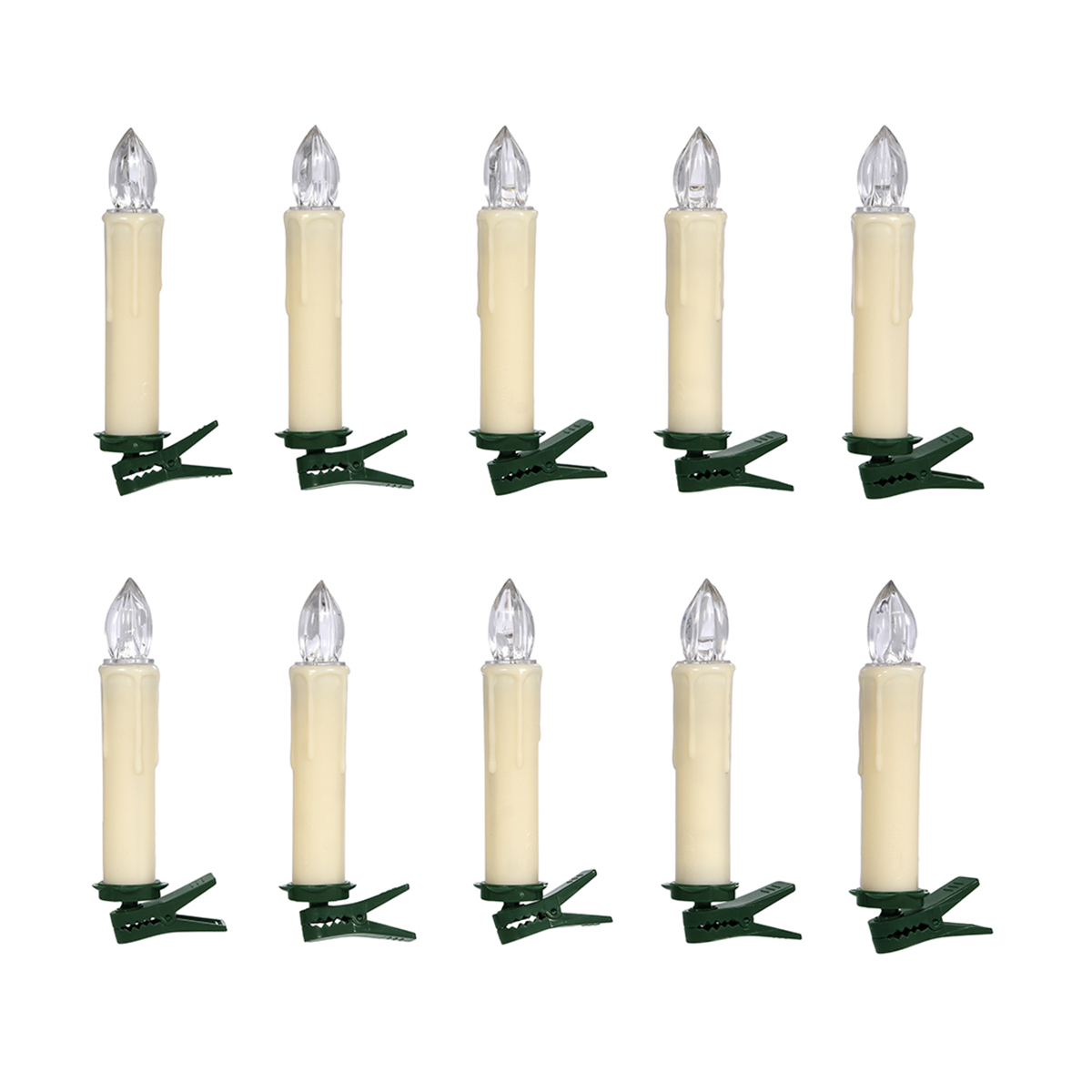 Свечи елочные на прищепках 1,8 х 10 см 10 шт. теплый свет, на батарейках, с пультом (1/24) "vegas"