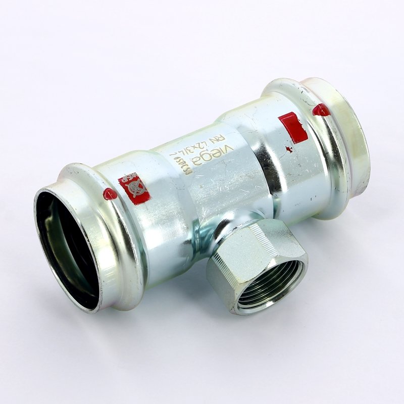 Тройник пресс-В 42x3/4"x42 оцинкованная сталь Prestabo VIEGA