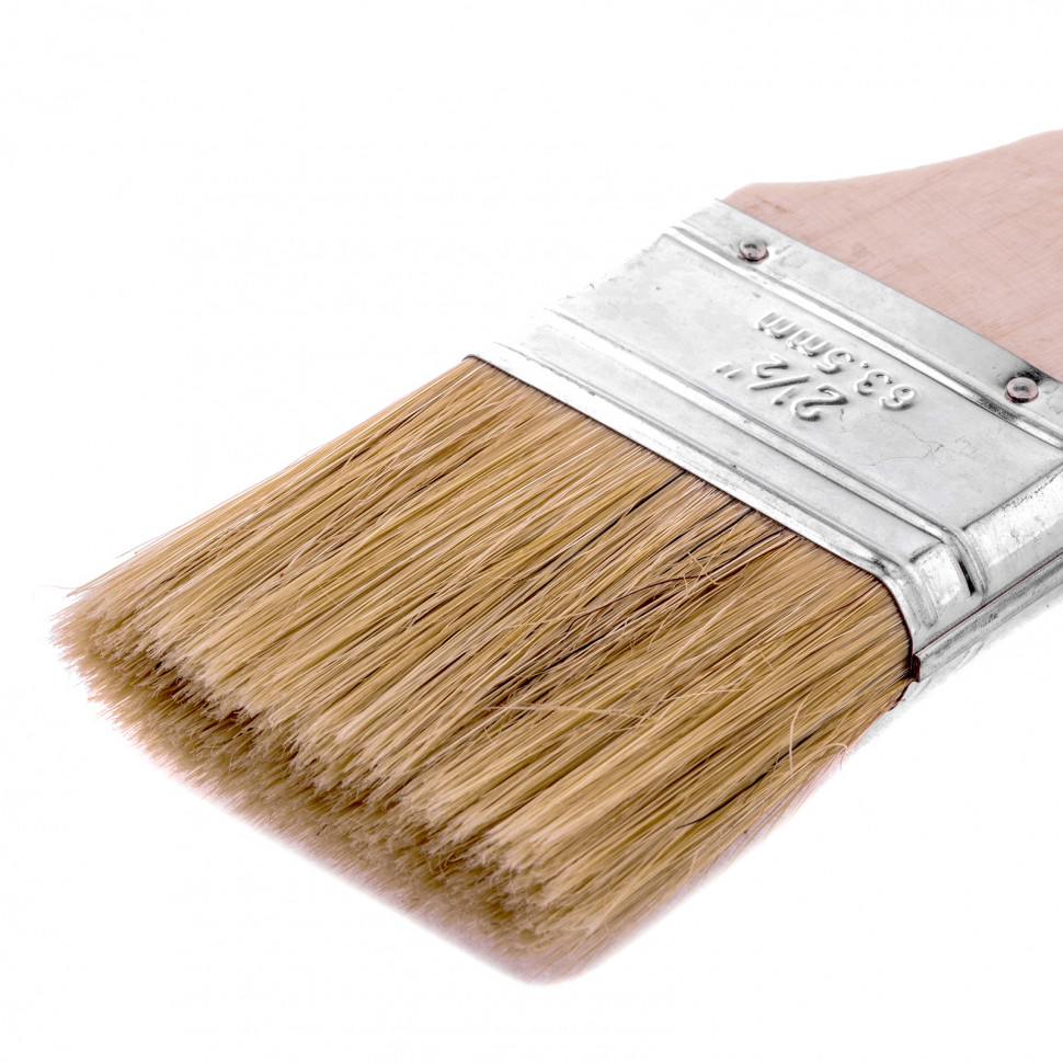 Кисть плоская "Евро" 2.5", натуральная щетина, деревянная ручка MTX (83054)