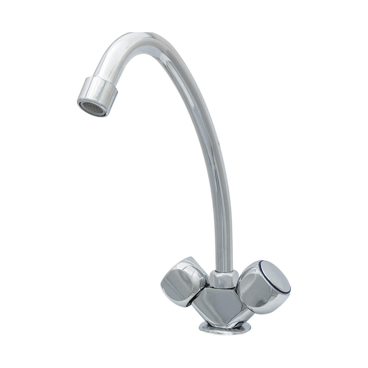 Смеситель для кухни "стандарт" цс-см 12/2г к м_супер елочка поворотный излив, двухвентильный (1/10)