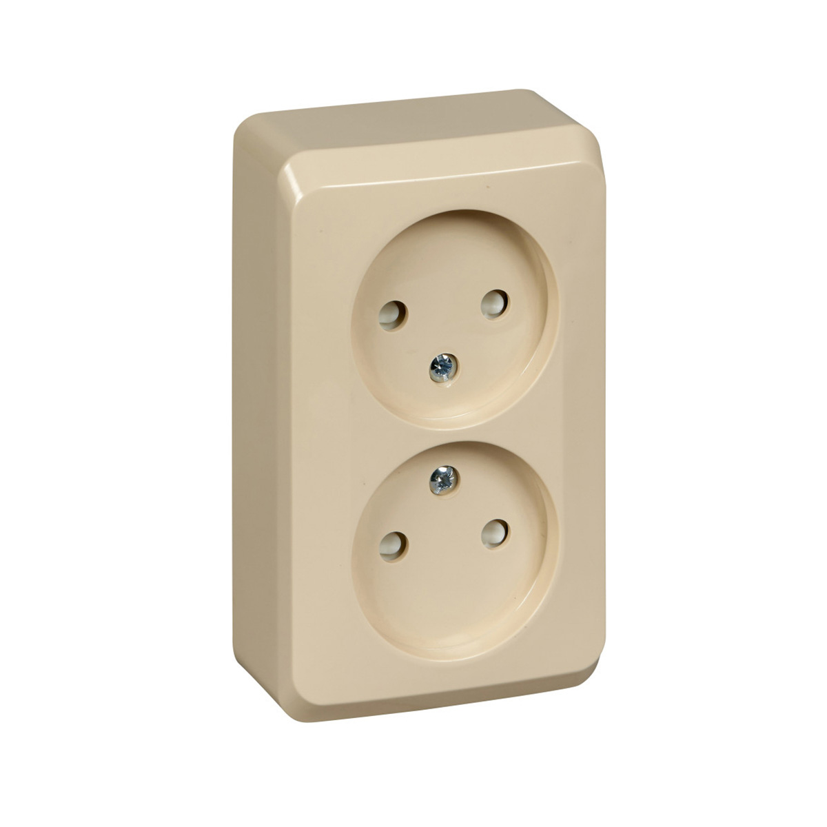 Розетка открыт. уст. "этюд" 2-х местн. с шторками 16а, кремовый (1/16/128) "schneider"