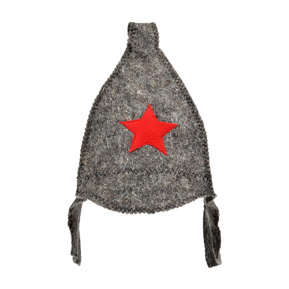 Шапка для бани и сауны "буденовка" (серая) (1/20) "hot pot" 42002