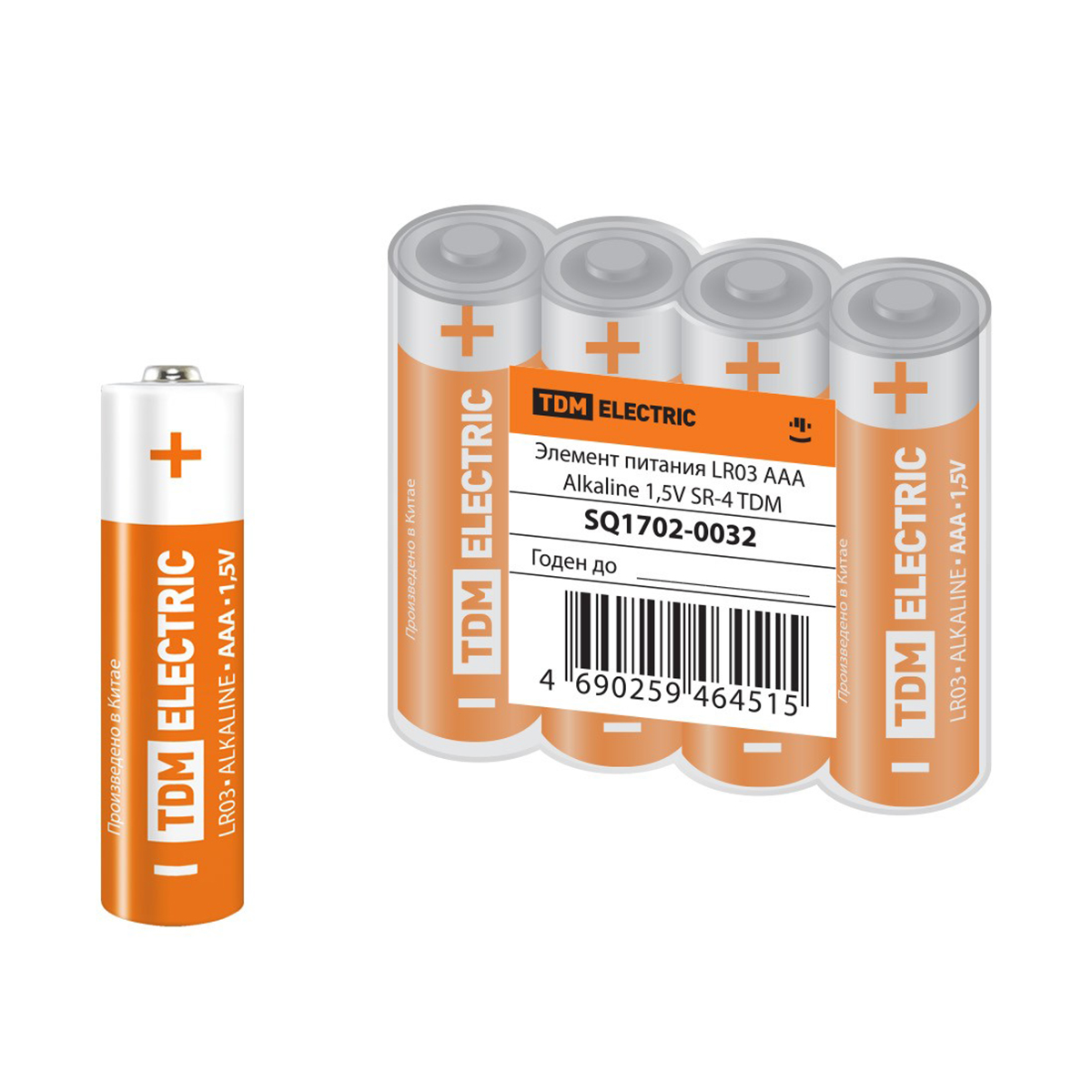 Батарейка tdm lr03 тип aaa (4 шт. в слюде) (1/15/300) sq1702-0032