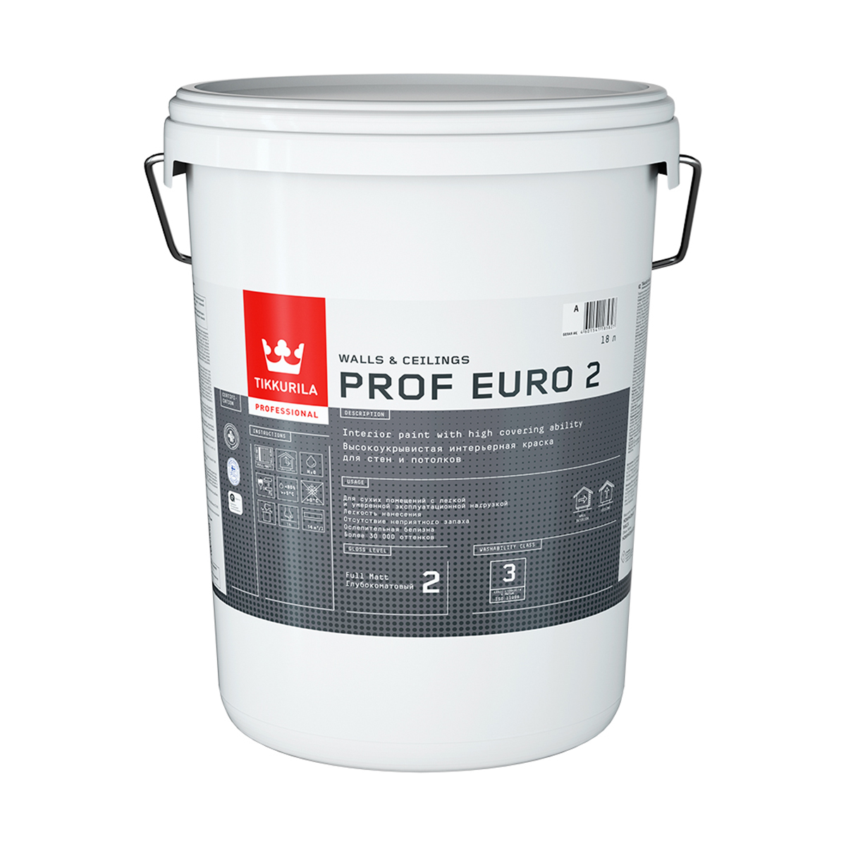 Краска "prof euro-2" 18 л (1) грунтовочная "тиккурила"
