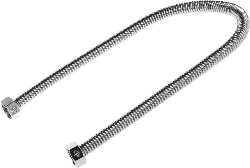 Подводка ЗУБР ″ЭКСПЕРТ″ сильфонная из нержавеющей стали, для воды, г/г (гайка-гайка), 1/2″, 0,6м