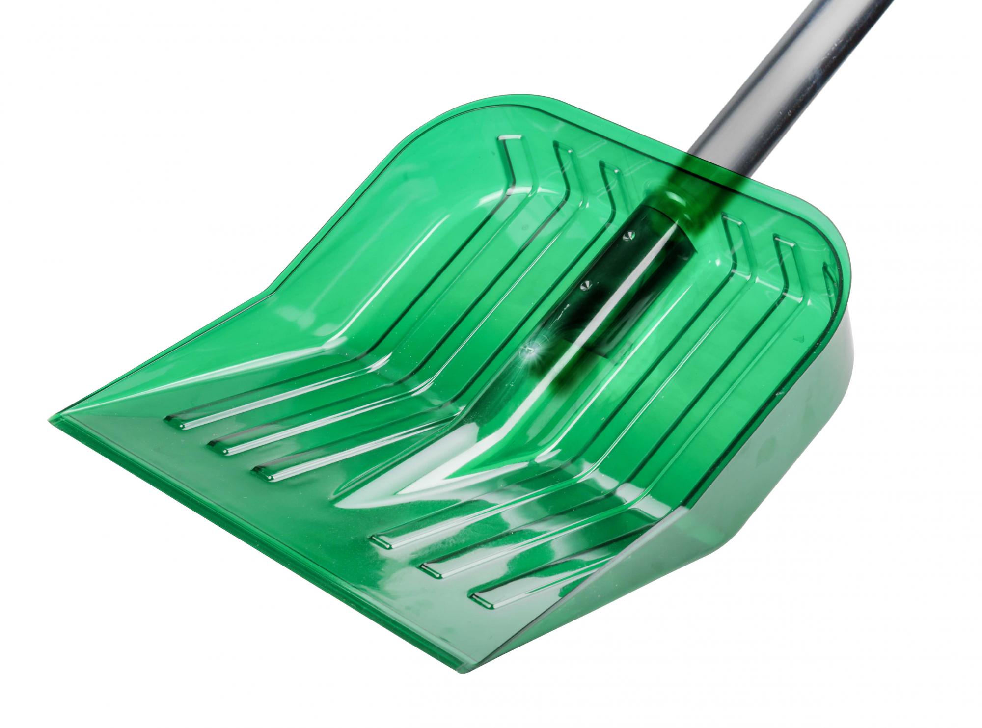 Лопата снег. поликарбонат 430 х 420 мм с черенком, зеленая (1/3)  "альтернатива" м7262