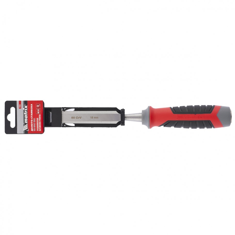 Долото-стамеска, 18 мм, 60 CrV, трехкомпонентная обрезиненная рукоятка Matrix (24753)
