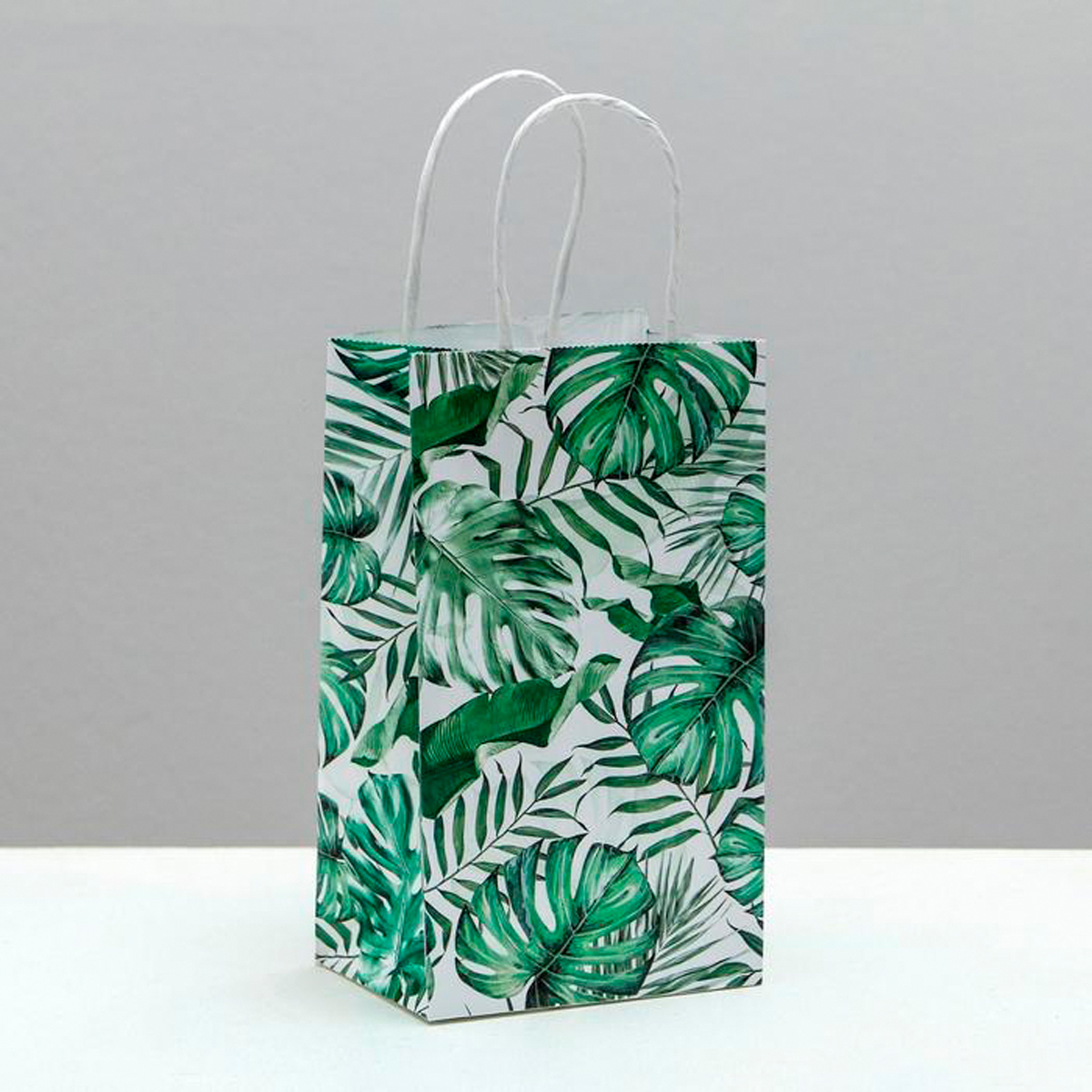 Пакет подарочный крафтовый "тропики" 12*21*9 см (1/500) "дарите счастье" 4753222