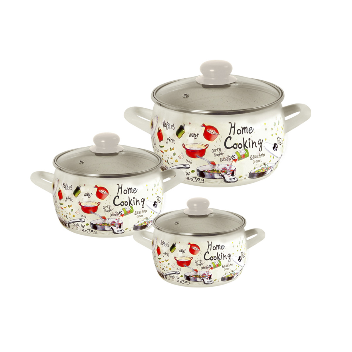 Набор кастрюль эмалиров. "гурман" (2,4 + 3,3 + 5,7 л) (1) "metrot"