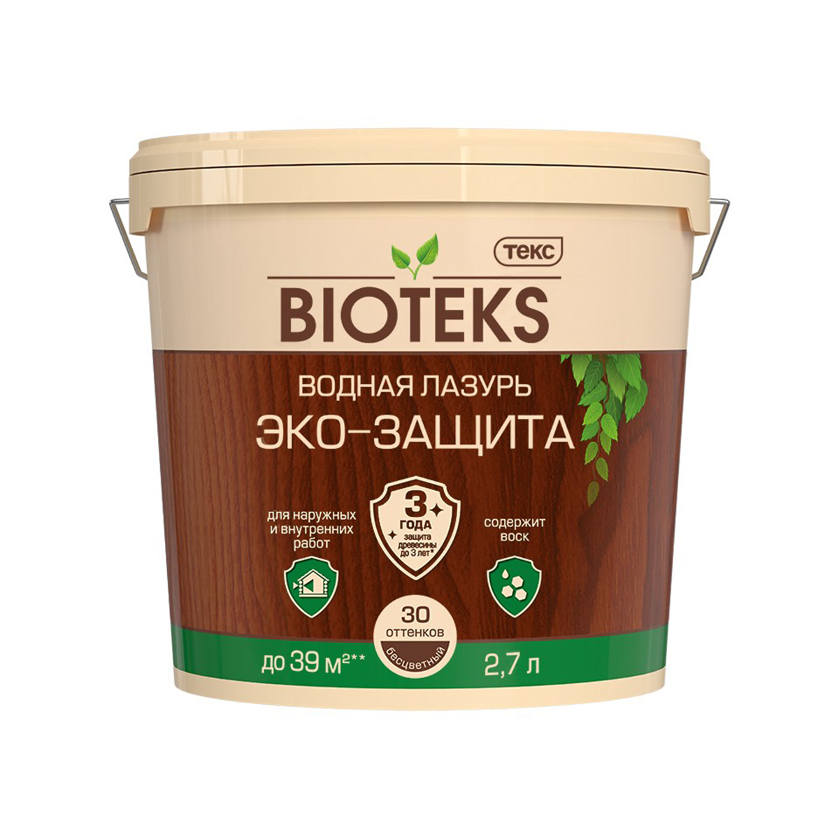 Биотекс "эко-защита" бесцветный 2,7 л, база ad (1) лазурь водная текс