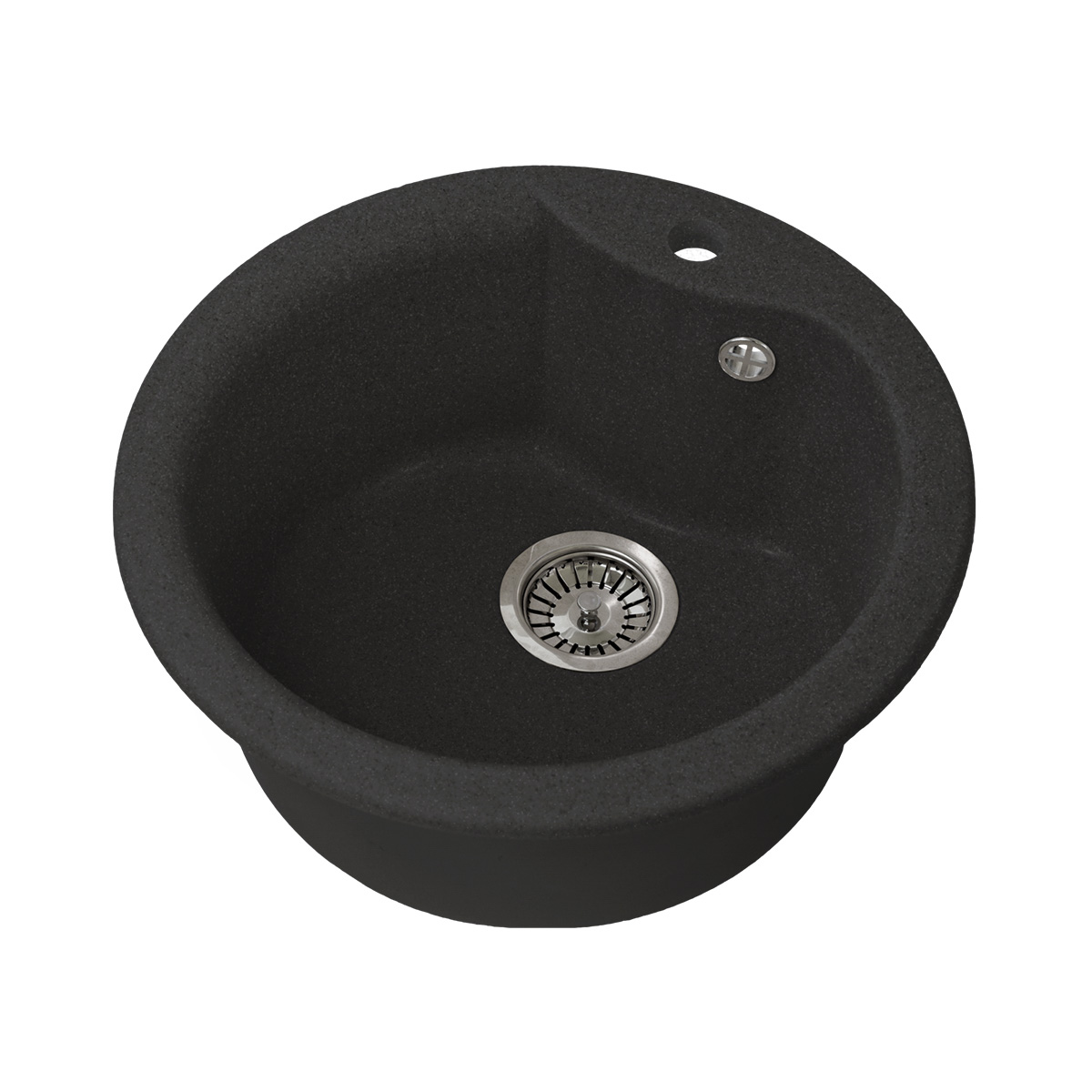 Мойка для кухни врезная искуств. камень gs-08s-308 d-480 мм черная "granstones"