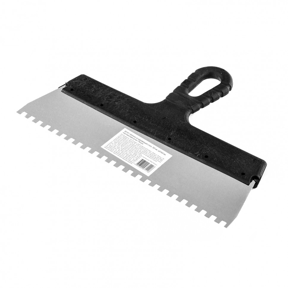 Шпатель из нержавеющей стали, 300 мм, зуб 6 х 6 мм, пластмассовая ручка Sparta (85140)