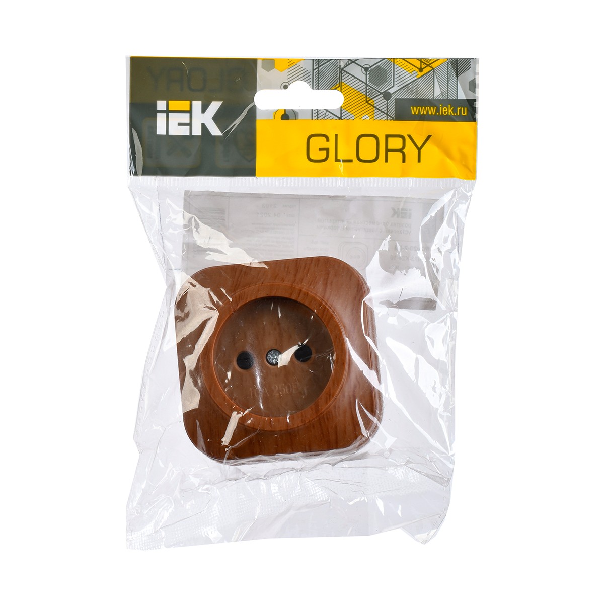 Розетка открыт. уст. "glory" 1 местн. рс20-2-хд, 10а, дуб (1/36/432) "iek"