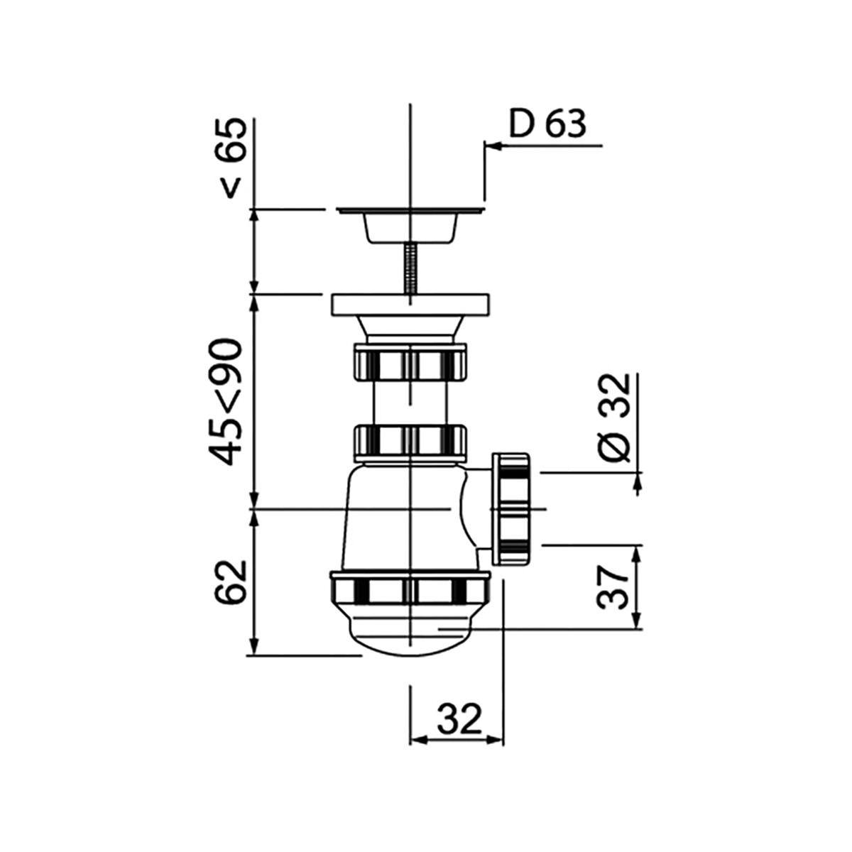 Сифон с нержав. выпуском 1 1/4" х 32 мм (1/70) "wirquin"