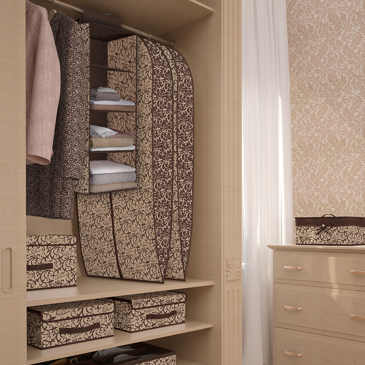 Кофр для хранения подвесной "classic" 30*30*84 см, 4 секции (1/12) "valiant" cl-hs4