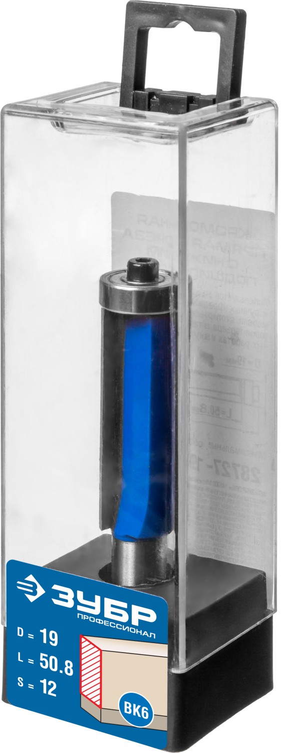 ЗУБР 19 x 50.8 мм, хвостовик 12 мм, фреза кромочная с нижним подшипником, Профессионал (28727-19-50.8-12)