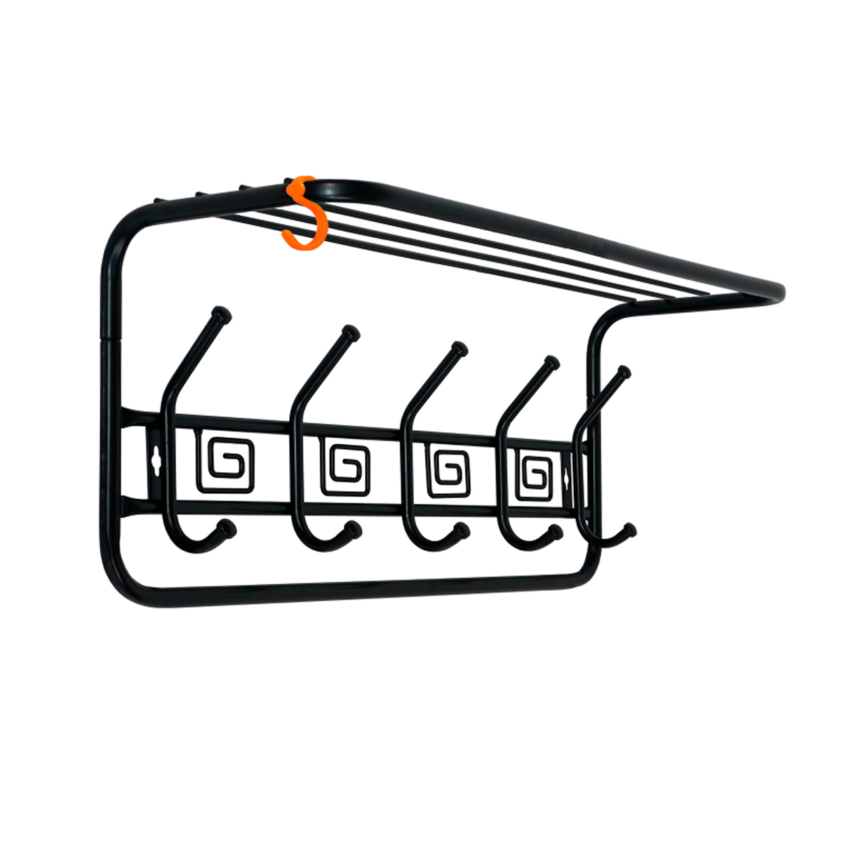 Вешалка настенная с полкой "ажур" (5 крючков) 600*220*263 мм черный (1/2) вспа 202 ч