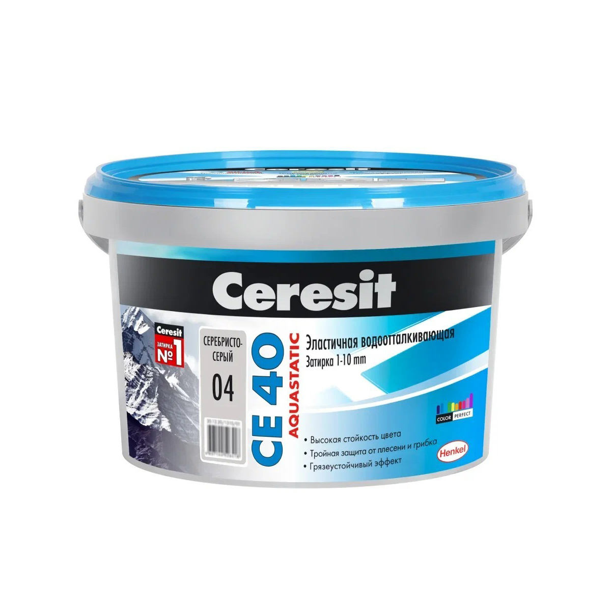 Затирка  №04 aquastatic  се 40  серебристо-серая ведро 2 кг (1/12) "ceresit"